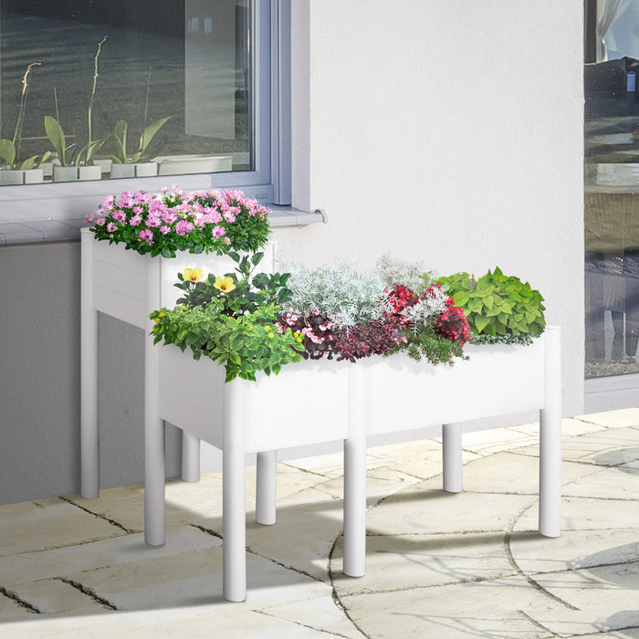 Outsunny 46'' X 34'' X 33'' Raised Garden Bed With Legs, Diy Wooden Raised Planter With Non-woven Liner, Freestanding Plant Stand For Plants -white