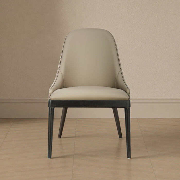 Drew Contemporary Wood Upholstered Side Chair in Taupe - Set of 2