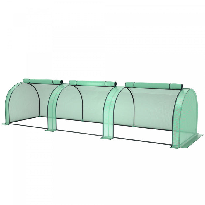 Outsunny Mini Tunnel Greenhouse With Pe Cover Garden Green Grow Shed, Green