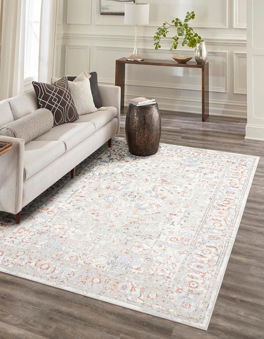 Mira Traditional 8'0\" x 10'0\" Area Rug in White Indoor Area Rug