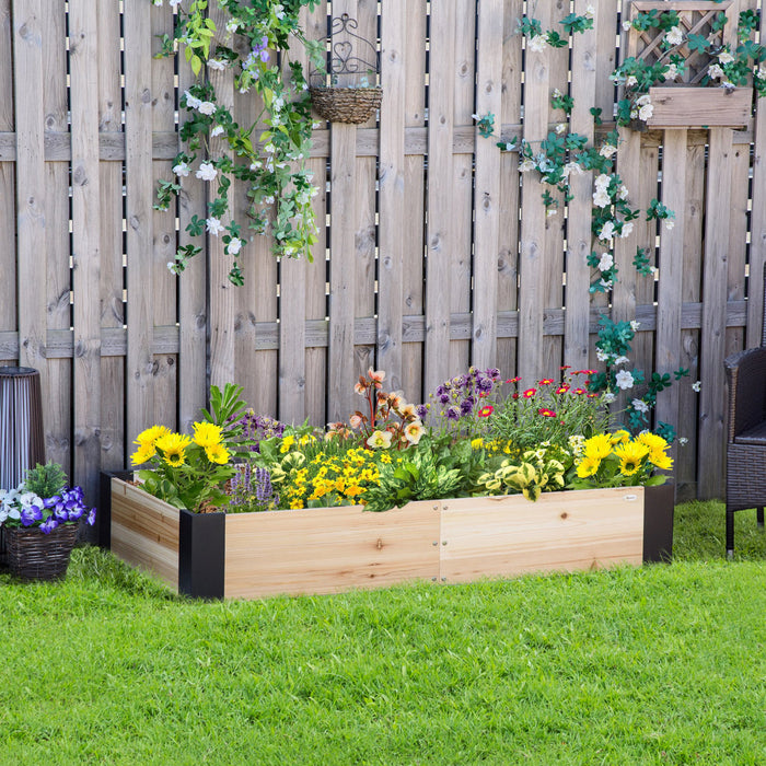 Outsunny 63\" X 32\" Raised Garden Bed With Metal Corner Bracket, Easy To Install Planter Box For Growing Vegetables, Flowers, Fruits, Herbs, And Succulents