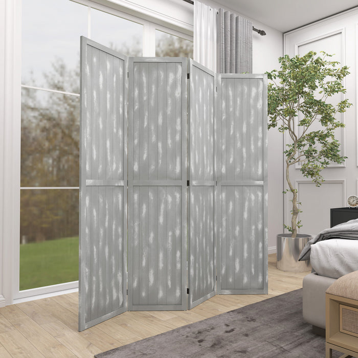 Homcom 5.5' 4 Panel Room Divider Folding Privacy Screen Panels, Grey