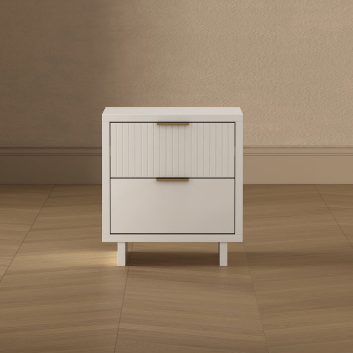 Elara Contemporary 18\" Solid Wood Nightstand in White (2-Drawer)