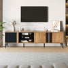 Mason TV Stand with Storage Cabinets and Open Shelving,Natural | Mason meuble TV – meuble avec placards de rangement et etageres ouvertes, finition naturelle