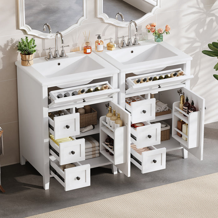 Aura 48 Inch Double Sink Vanity Combo with Drawers and Cabinet, White
