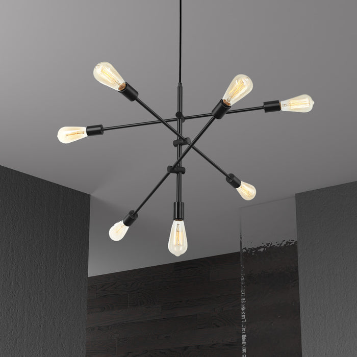 Dainolite Alexa 7 Light Adjustable Pendant Matte Black Finish Lamp