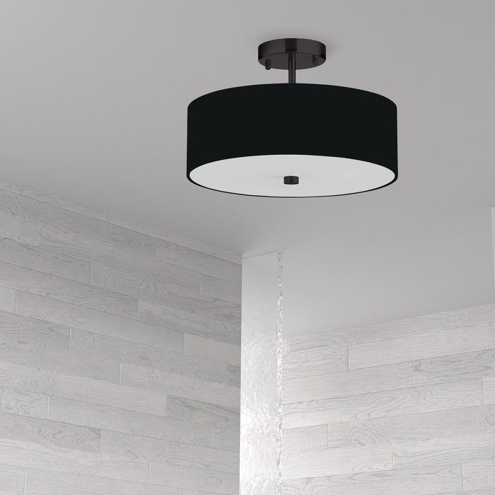 Dainolite Everly 3 Light Semi-flush Mount Matte Black Black Shade Lamp