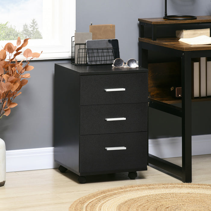 Vinsetto 3 Drawer File Cabinet With Lock And Keys For Home Office