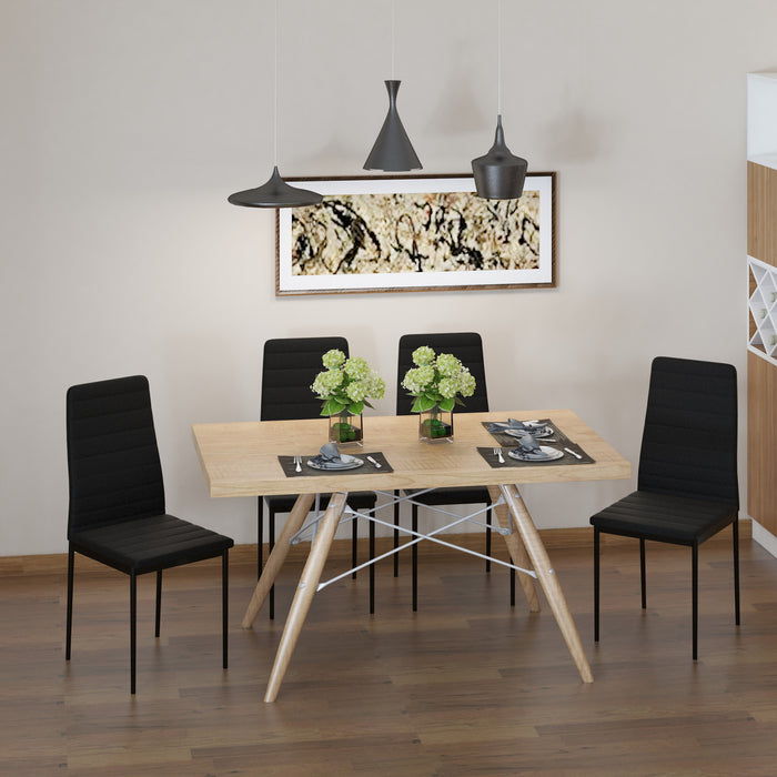HOMCOM Dining Chairs, Set of 4, PU Leather Upholstered Accent Chairs, Back