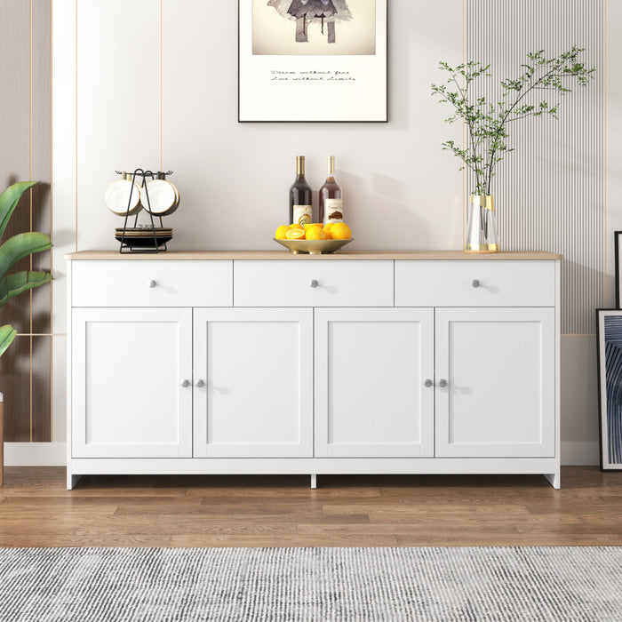 Grace 55.1\" Rustic Wood Buffet Cabinet with Doors and Drawers,White Accent Cabinet