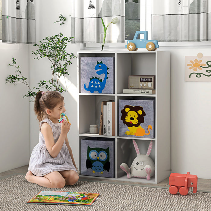 Qaba Kids Bookcase Bookshelf, Toy Storage Organizer, Kids Storage Shelf Cabinet For Children's Room, Playroom, Hallway, With 3 Nonwoven-fabric Drawers For Kids 3+ Years, White
