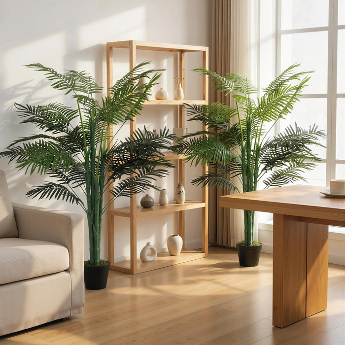 Outsunny 5FT Artificial Tropical Palm Tree Faux Plant with Lifelike Leaves