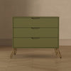 Avira Mid-Century Modern 35" Dresser in Olive Green (3-Drawer) | Commode Avira Mid-Century Modern 89 cm en vert olive (3 tiroirs)