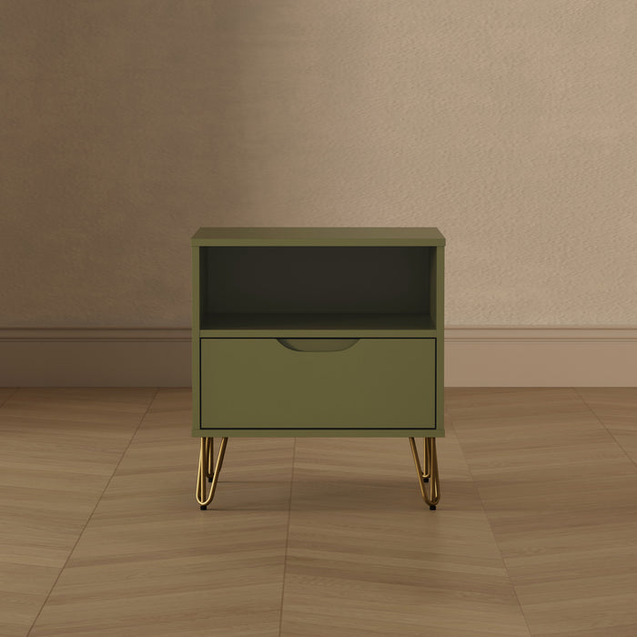 Avira Mid-Century Modern 20\" Nightstand in Olive Green (1-Drawer)