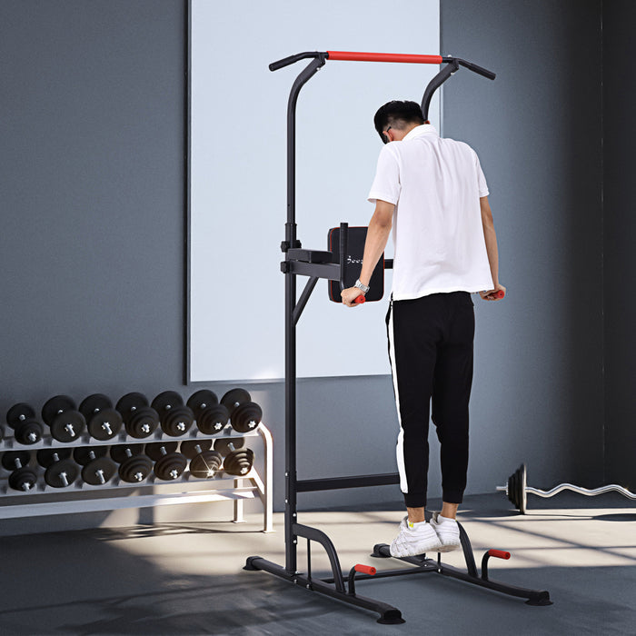 Soozier Adjustable Power Tower With Pull Up And Dip Bar, Home Gym Workout