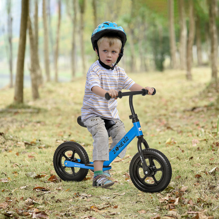 Qaba 12\" Kids Balance Bike No Pedal Bicycle Adjustable Seat And Handlebar Training Toddler Bike 3 - 5 Years Blue