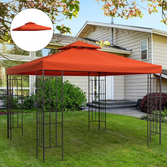 Outsunny 9.8' X 9.8' Square 2-tier Gazebo Canopy Replacement Top Cover Outdoor Garden Sun Shade, Red