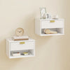 HOMCOM Floating Nightstands Set of 2 with Fluted Drawer Open Shelf White