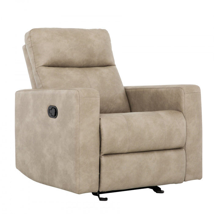 Denton 34 in. Faux Leather Manual Glider Recliner Chair - Taupe