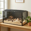 PawHut 41.3" Hamster Cage, Large Hamster Habitats Steel Frame Chewproof, 0.53m² Transparent Small Animal Cage, Deep Bedding Space for Pets Enrichment, Openable Top, for Rats Syrian