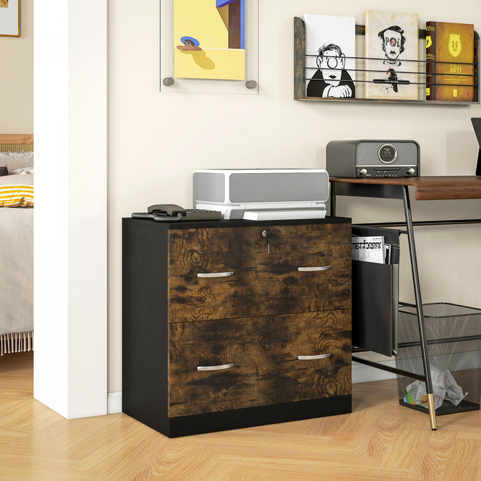 Vinsetto Filing Cabinet with 2 Drawers File Cabinet with Lock Rustic Brown