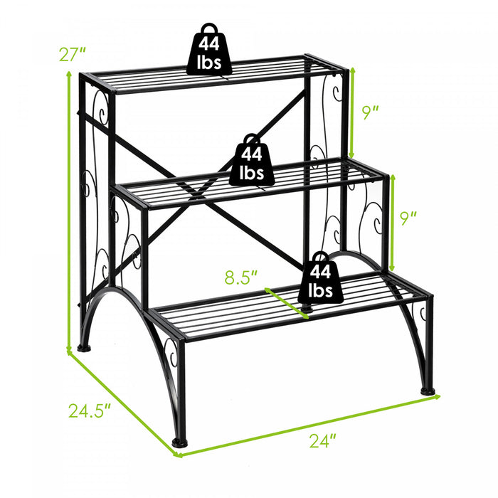 Costway Plant Rack 3-tier Metal Plant Stand Garden Shelf Stair Style Decorative