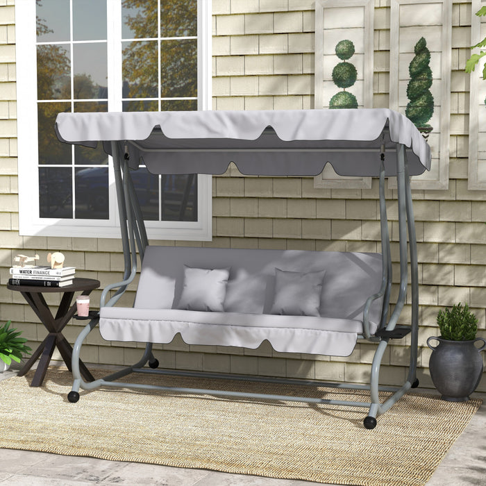 Outsunny Outdoor Patio Swing Chair With Adjustable Canopy And Two Pillows