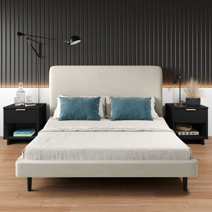 Granville Modern 18\" Nightstand in Black (1-Drawer) - Set of 2
