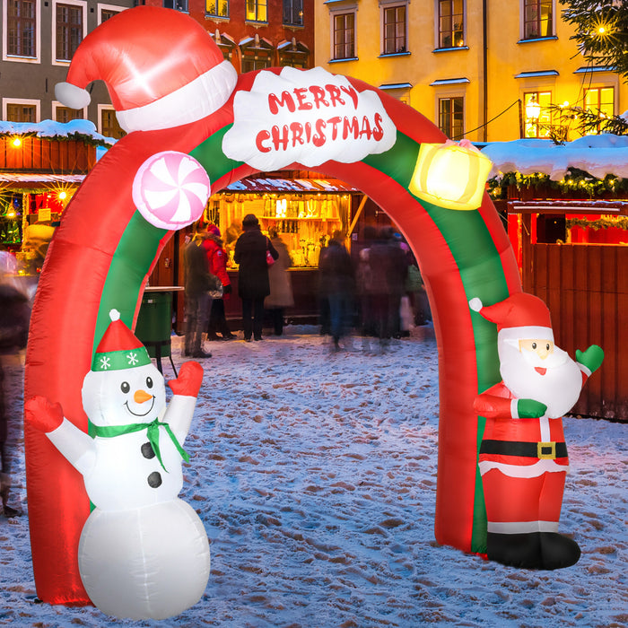 HOMCOM 9ft Giant Christmas Inflatables Archway with Santa for Yard