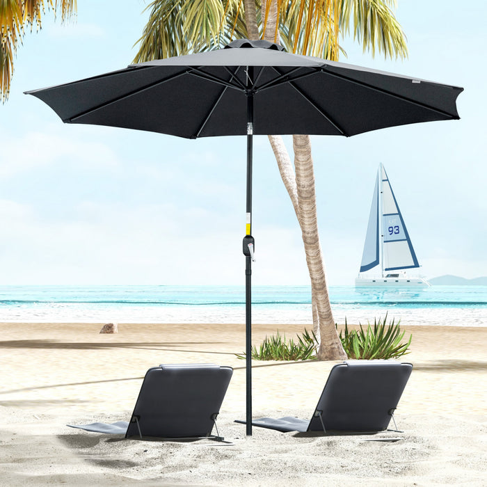 Outsunny 10' X 8' Round Market Umbrella, Patio Umbrella, Black