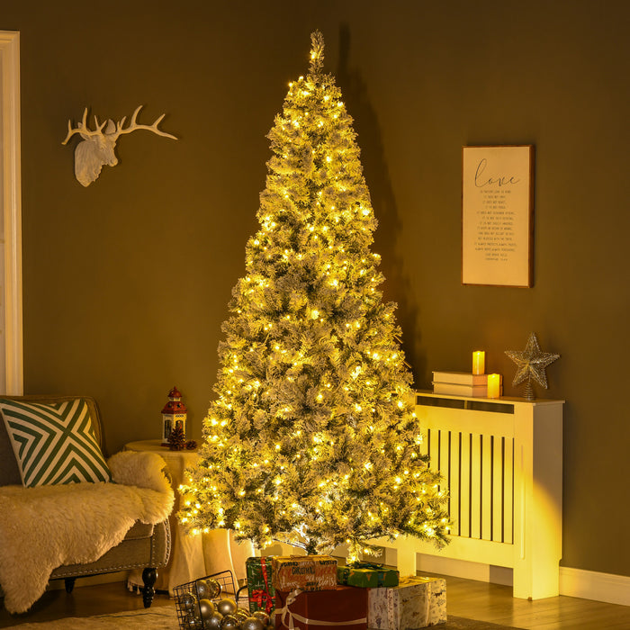 Homcom 7.5ft Snow Flocked Artificial Christmas Tree With Lights