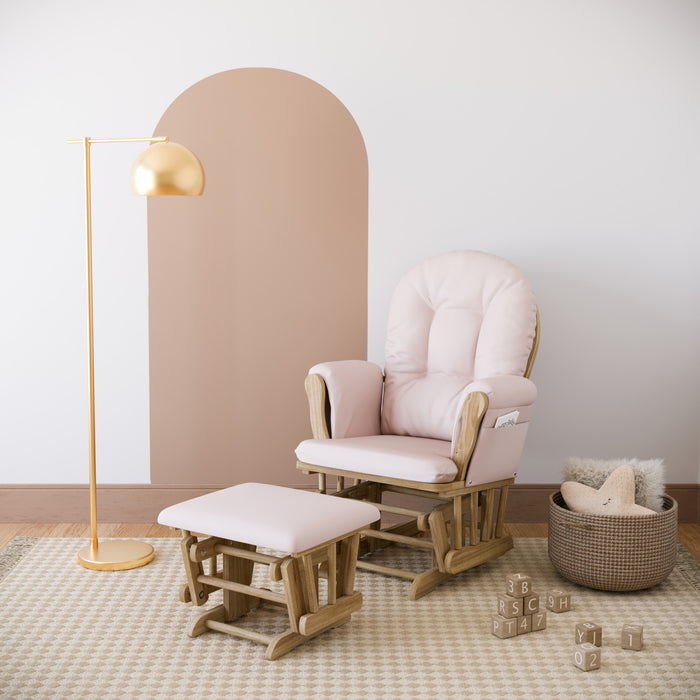 Storkcraft Hoop Glider and Ottoman - Natural/Pink