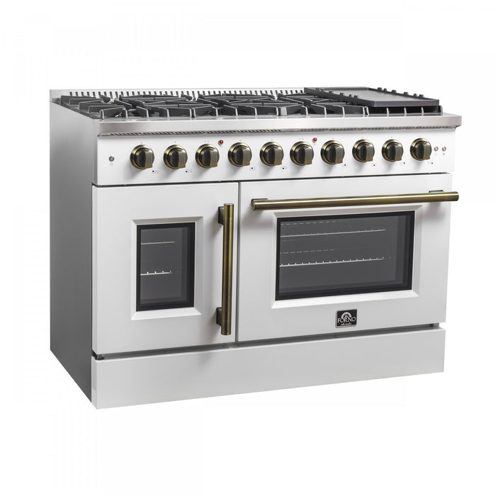 Forno Galiano 48\" White Gas Range, 4.32 cu.ft- FFSGS6444-48WHT
