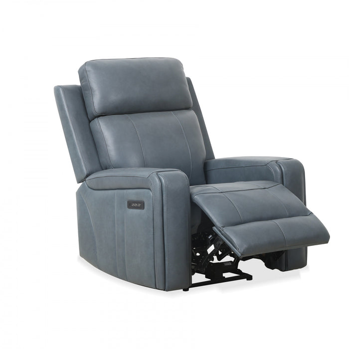 Bellamy 37 in. Leather Match Power Glider Recliner with Adjustable Headrest and USB - Blue