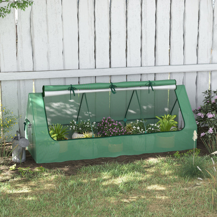 Outsunny Mini Greenhouse, 94.5\" X 35.4\" X 35.4\" House-shaped Portable Tunnel Green House With Mesh Windows For Indoor And Outdoor, Green