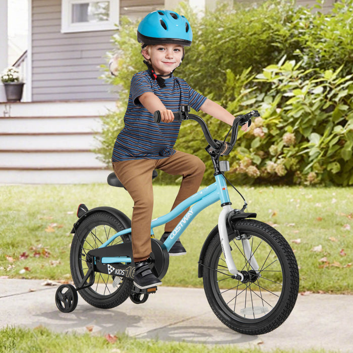 Costway 16\" Kids Bike For 4-7 Years Old Boys & Girls With Adjustable Seat Handbrake Reflectors Blue