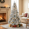 HOMCOM 6ft Prelit Flocked Christmas Tree, Downswept Hinged Xmas Tree