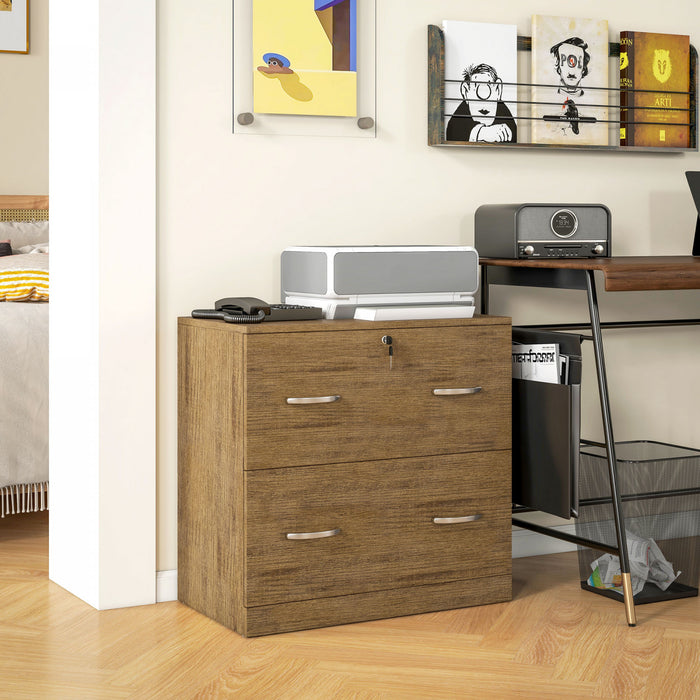 Vinsetto Filing Cabinet with 2 Drawers File Cabinet with Lock Light Brown