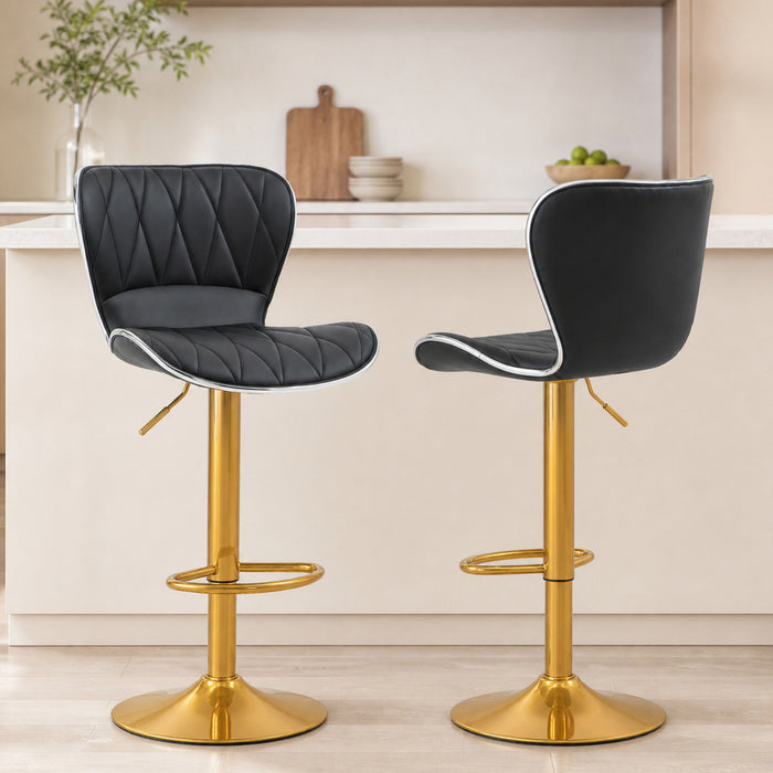 HOMCOM Height Adjustable Bar Stools Set of 2, Swivel Counter Stools