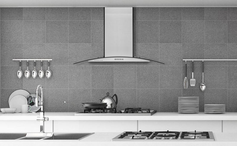 Hauslane 30\" Glass Canopy Wall Mount Range Hood - WM-600SS-30