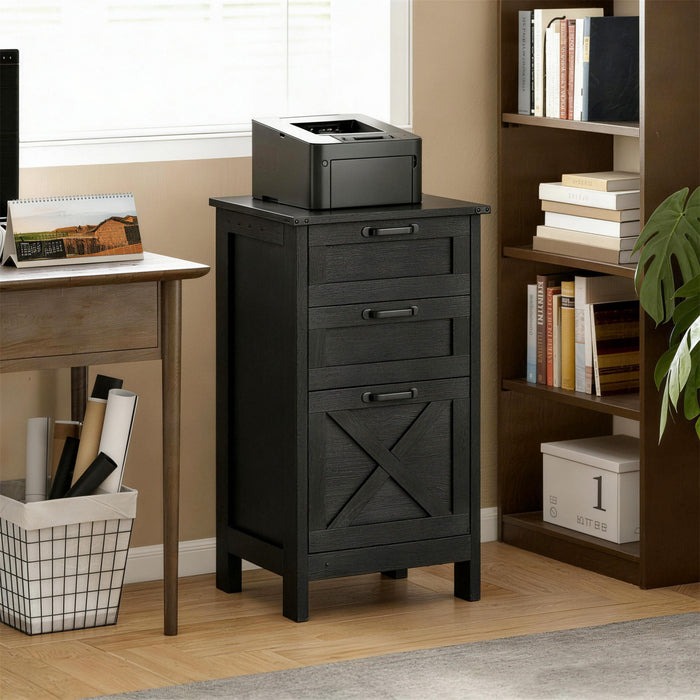 HOMCOM 3 Drawer File Cabinet Filing Cabinet for A4 Letter Size Black