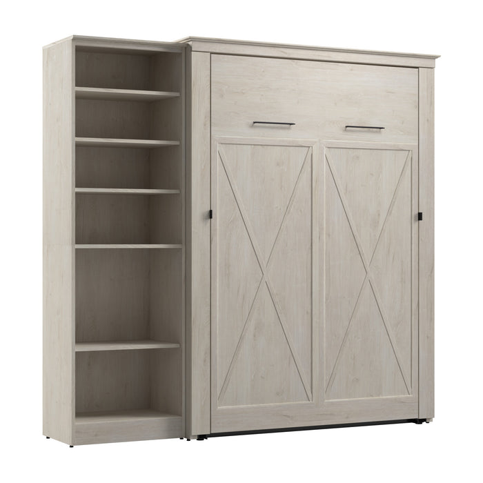 Bestar Key West Full Murphy Bed with Closet Organizer (88 W) - Linen White Oak