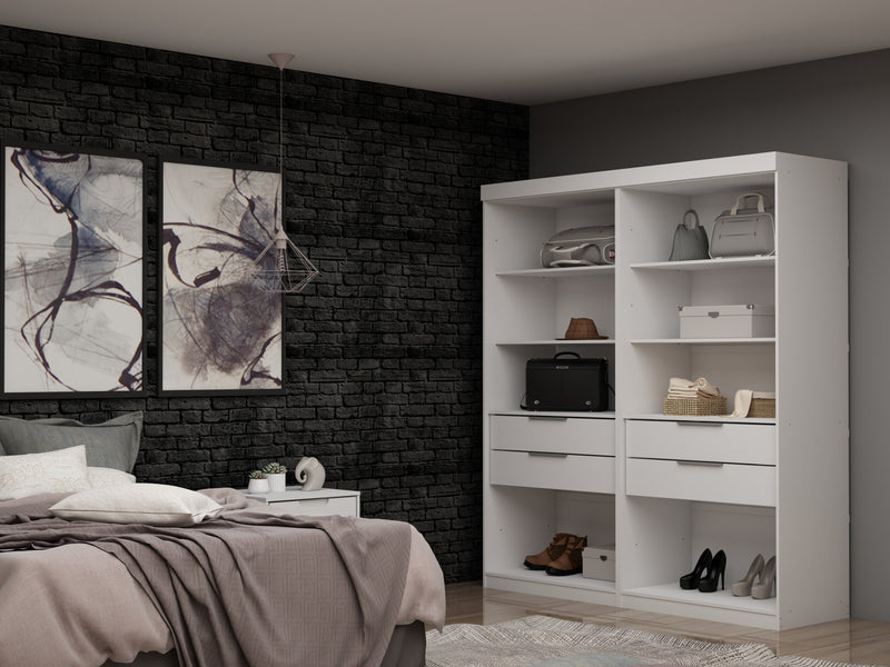 Mulberry Contemporary Modern 36\" Wardrobe Closet in White - Set of 2