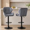 HOMCOM Bar Stool Set of 2 Fabric Adjustable Height Counter Chairs Grey