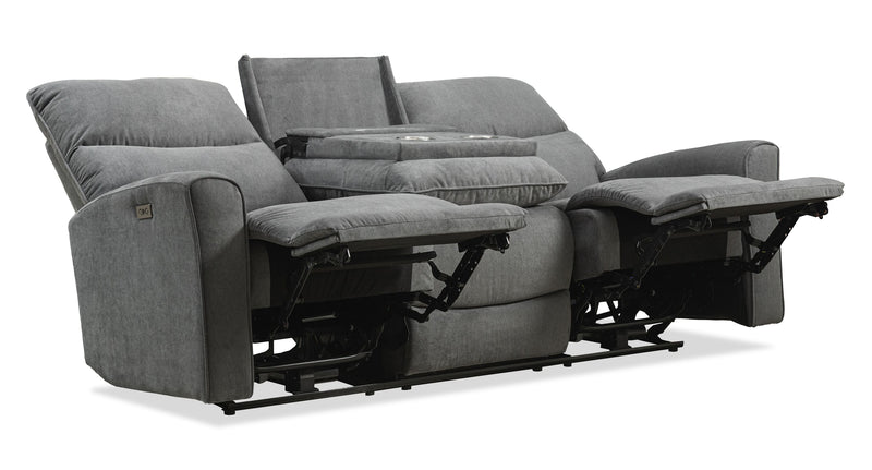 Quest 82.5\" Chenille Fabric Power Reclining Sofa - Grey