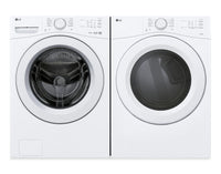 LG 4.5 Cu. Ft. Ultra Large Front Load Washer and 7.4 Cu. Ft. Electric Dryer with AI Sensor Dry® – White 
