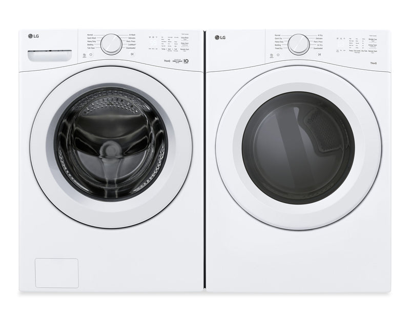 LG 4.5 Cu. Ft. Ultra Large Front Load Washer and 7.4 Cu. Ft. Electric Dryer with AI Sensor Dry® – White