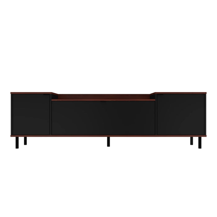 Manhattan Comfort Mosholu 66.93\" TV Stand with 3 Shelves - Black & Nut Brown