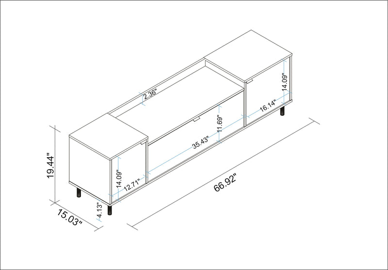 Manhattan Comfort Mosholu 66.93\" TV Stand with 3 Shelves - Black & Nut Brown
