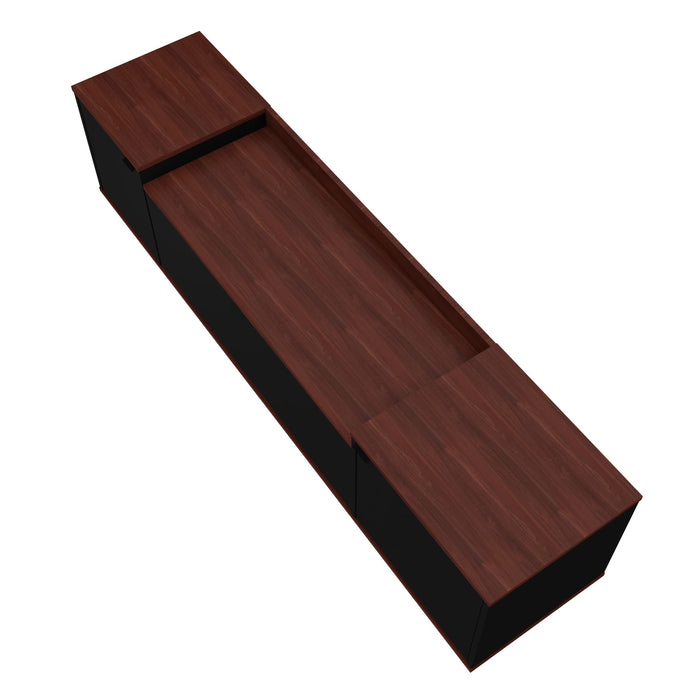 Manhattan Comfort Mosholu 66.93\" TV Stand with 3 Shelves - Black & Nut Brown